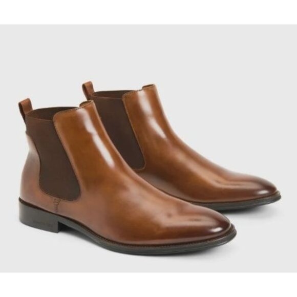Kenneth Cole Tully Chelsea Boots in Cognac Brown Leather - Picture 1 of 6